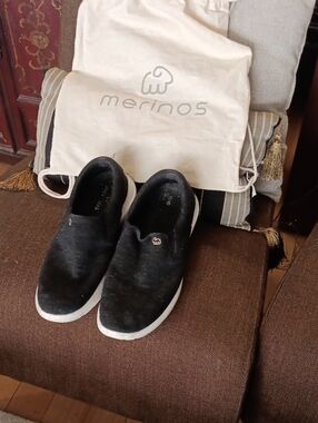 Merinos Black Slip-On Fabric Casual Loafers for Men